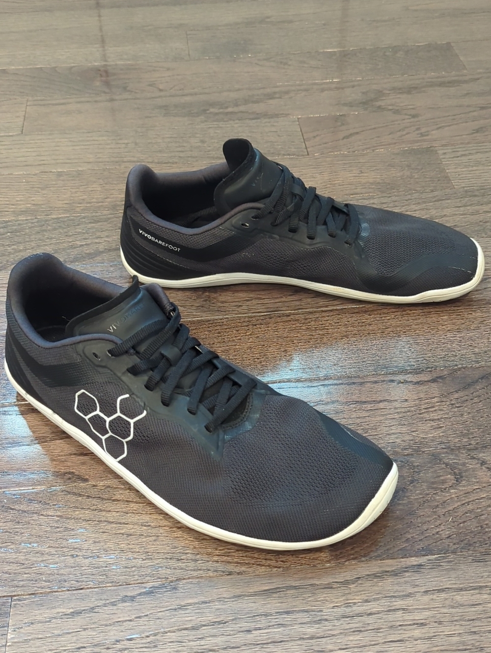 Vivo Barefoot Mens Geo Racer Sneaker size 46 Black Workout Gym Running